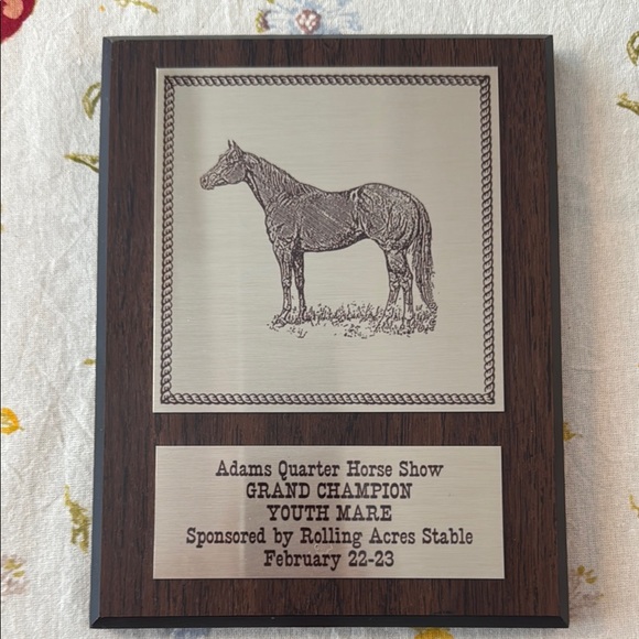 American Quarter Horse Other - Adam’s (American) Quarter Horse Show GRAND CHAMPION YOUTH MARE Plaque